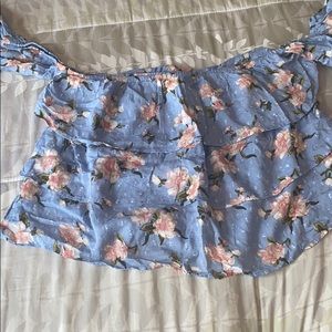 American Eagle Off The Shoulder Floral Shirt